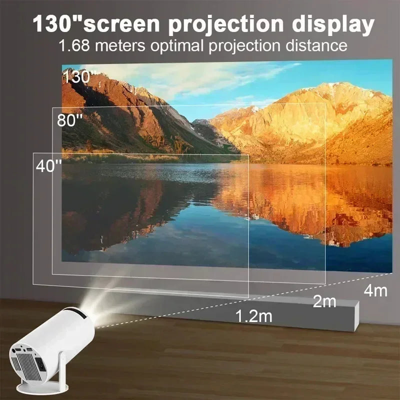 Android 11 Portable Projector with WiFi6 - 720p HD, 200 ANSI Lumens