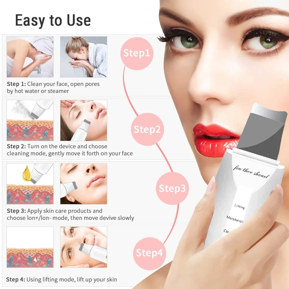 Glow Up: Ultrasonic Facial Scrubber for Radiant, Clear Skin
