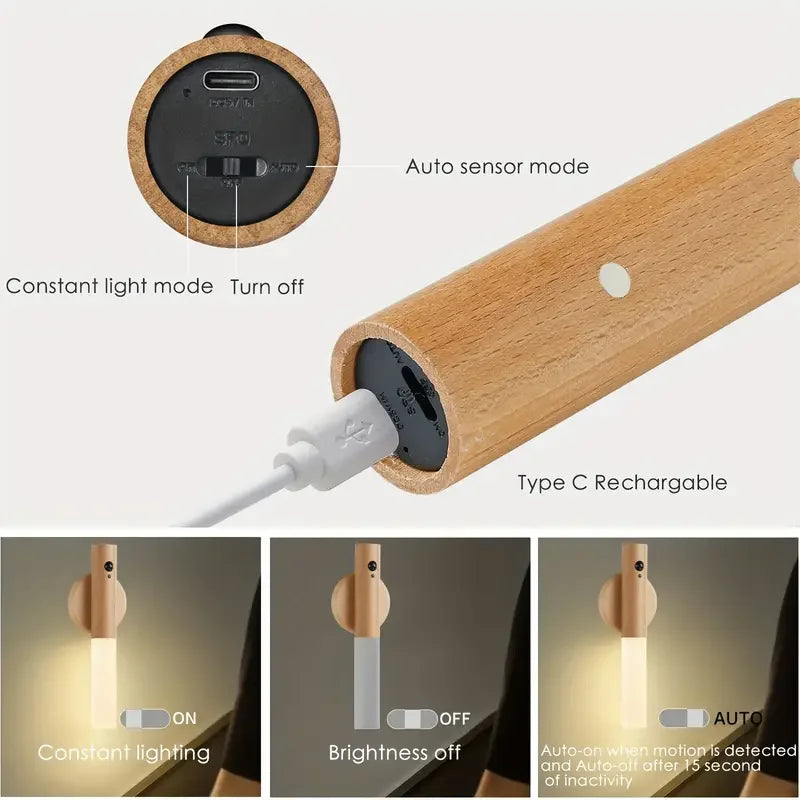 Smart Wooden Magnetic LED Night Light