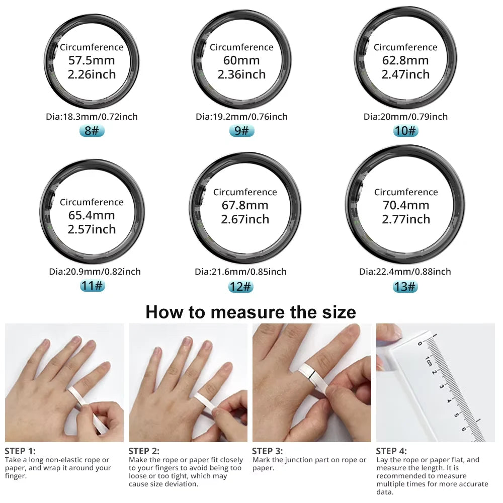 Smart Health Ring – Track HR, SpO2, Temp | Waterproof, Stylish Design